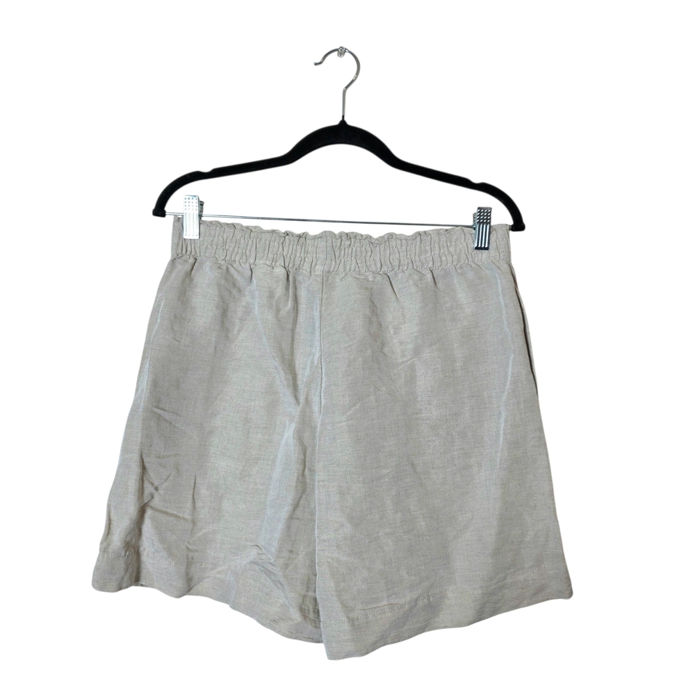 NWT H&M Linen Blend Shorts‎ M Beige Flowy Vacation Resortwear Beach Breathable - Picture 2 of 10